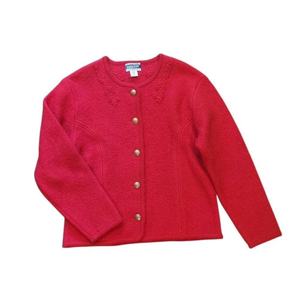 Vintage Pendleton Jacket Women's Small Red Wool Embroidered Cottagecore Floral